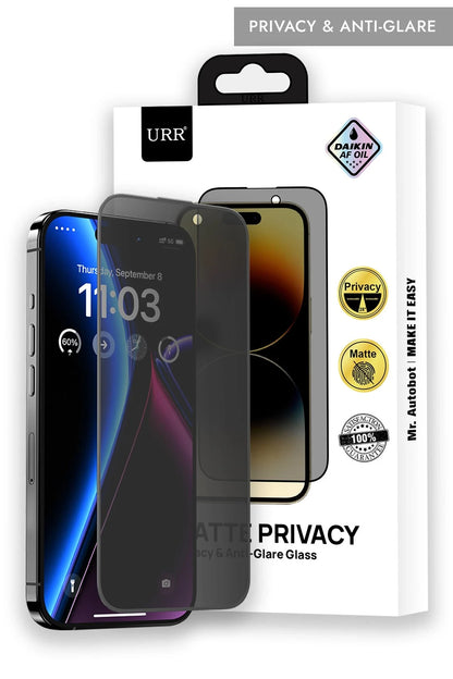 URR Apple iPhone 14 Pro Max Matte Privacy Cam Ekran Koruyucu - Siyah