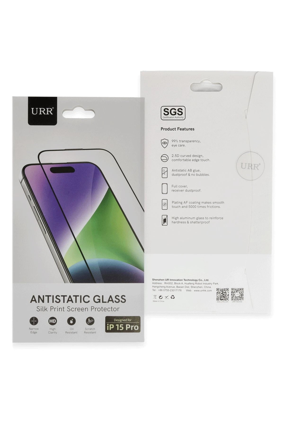URR Apple iPhone 15 Pro 2.5D Antidust HD Cam Ekran Koruyucu - Siyah