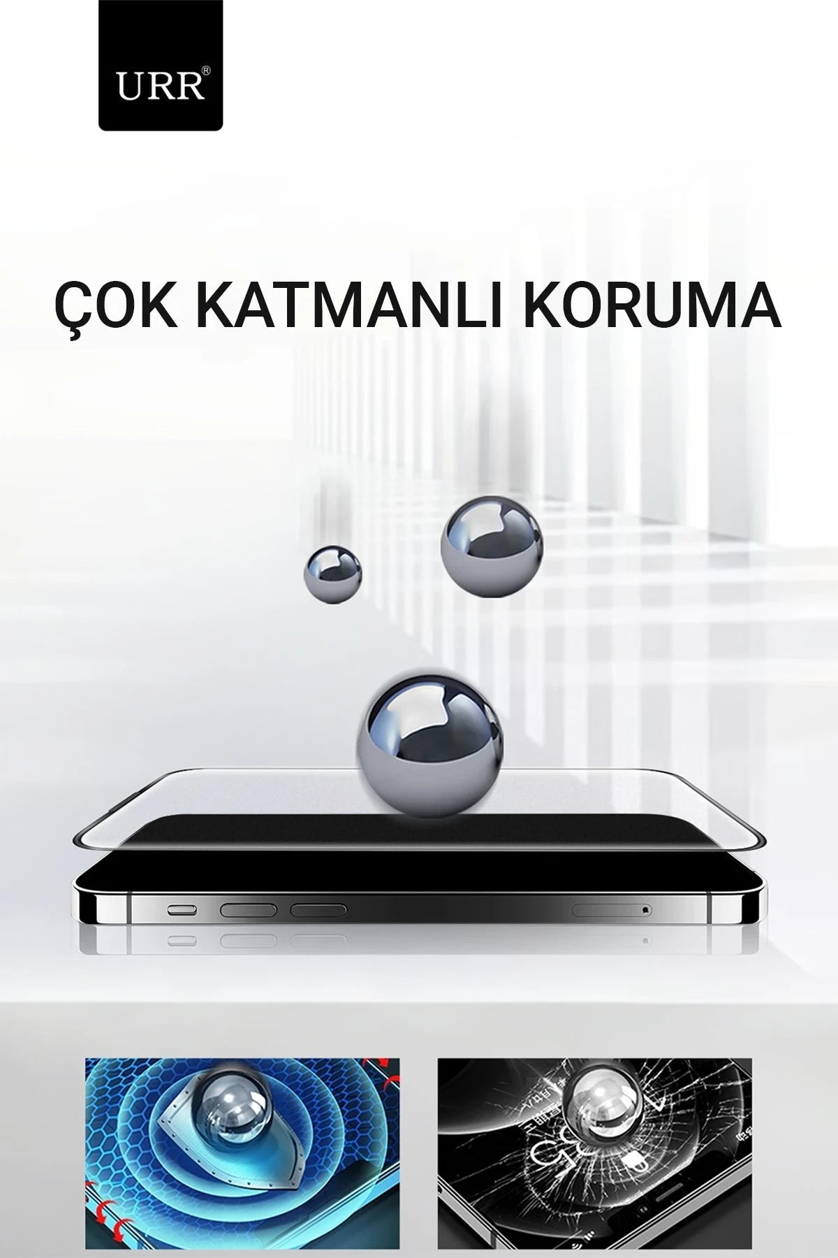 URR Apple iPhone 15 Pro 3D Matte Antiglare Resin Edge Cam Ekran Koruyucu - Siyah