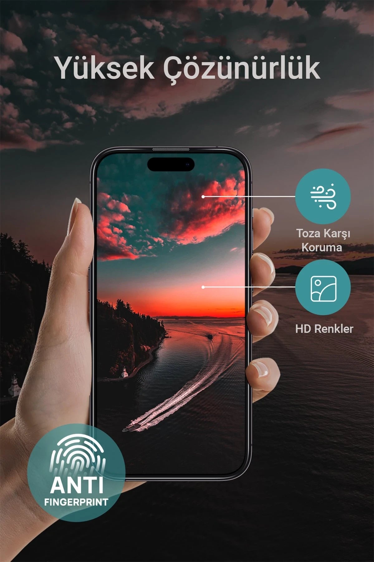 URR Apple iPhone 15 Pro 3D Privacy Resin Edge Cam Ekran Koruyucu - Siyah