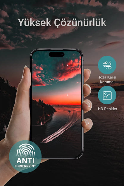 URR Apple iPhone 15 Pro 3D Privacy Resin Edge Cam Ekran Koruyucu - Siyah