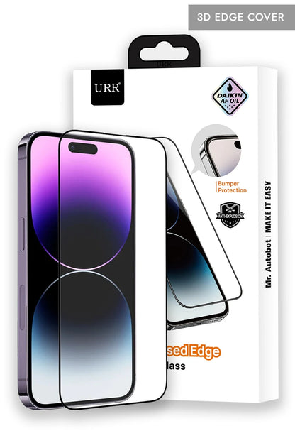 URR Apple iPhone 15 Pro 3D Silikon Edge HD Cam Ekran Koruyucu - Siyah