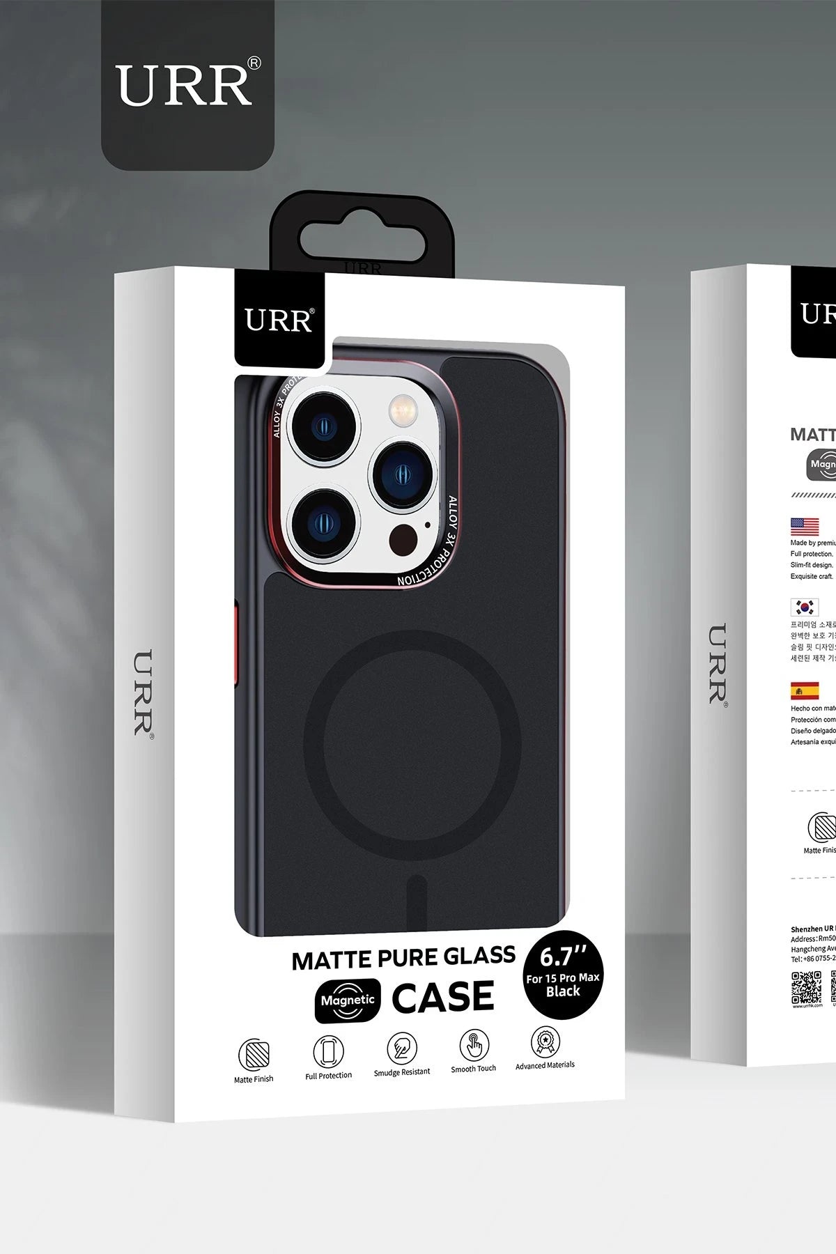 URR Apple iPhone 15 Pro Matte Pure Glass Magsafe Kapak - Siyah
