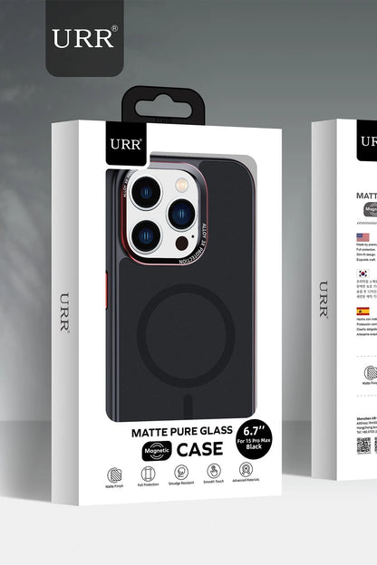 URR Apple iPhone 15 Pro Matte Pure Glass Magsafe Kapak - Siyah