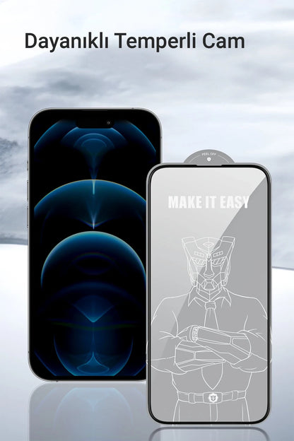 URR Apple iPhone 15 Pro Max 3D Curved Edge HD Cam Ekran Koruyucu - Siyah