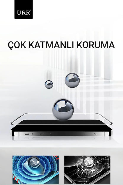 URR Apple iPhone 15 Pro Max 3D Matte Antiglare Resin Edge Cam Ekran Koruyucu - Siyah
