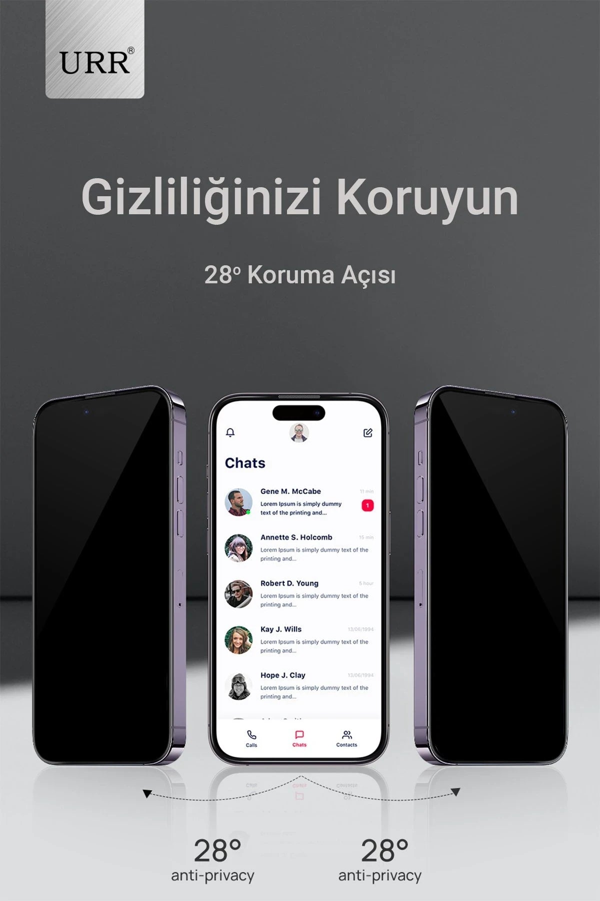 URR Apple iPhone 15 Pro Max 3D Privacy Resin Edge Cam Ekran Koruyucu - Siyah