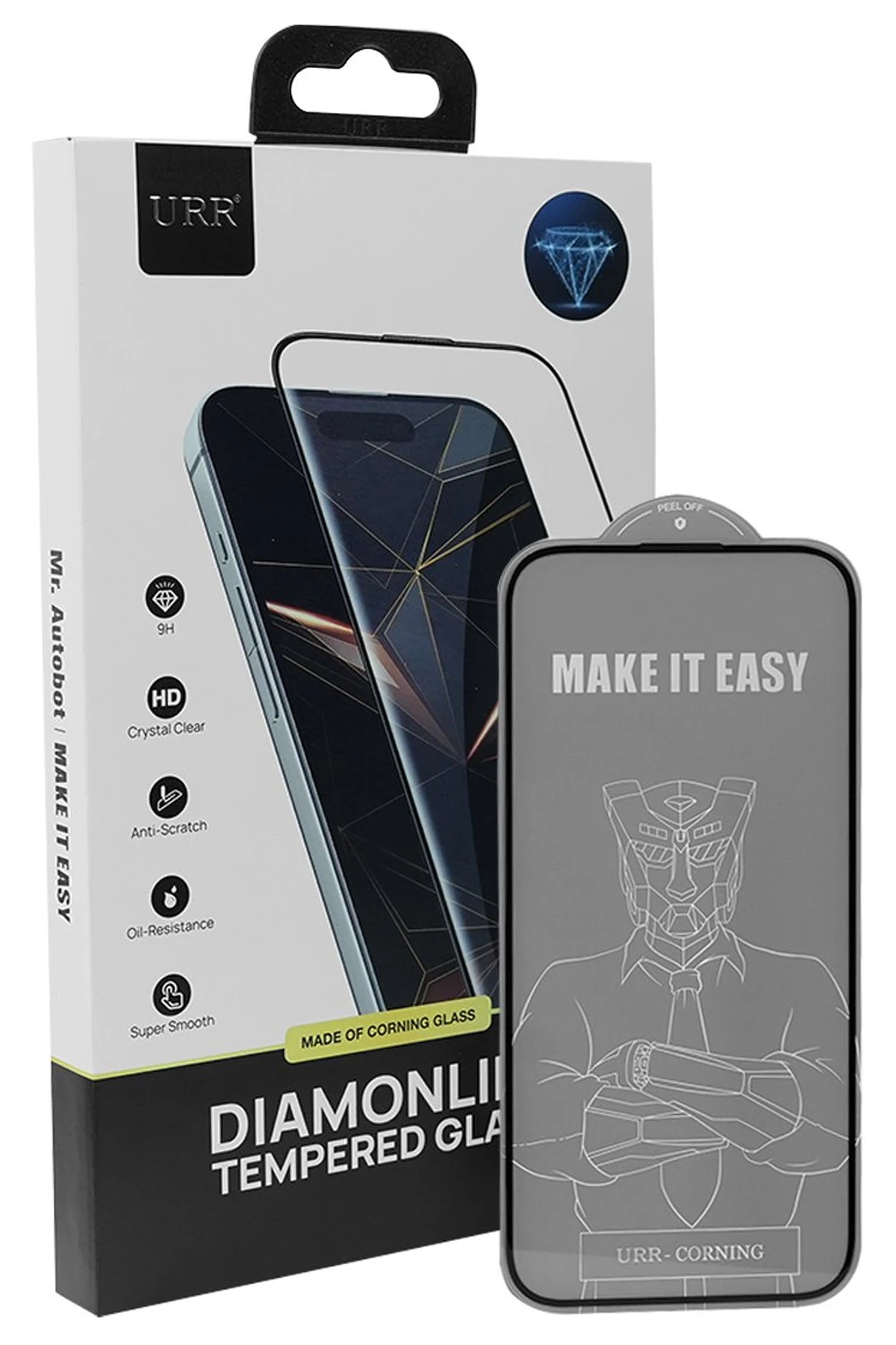 URR Apple iPhone 15 Pro Max Diamonlike Corning Glass 3X Shatterproof Sapphire Cam Ekran Koruyucu - Siyah