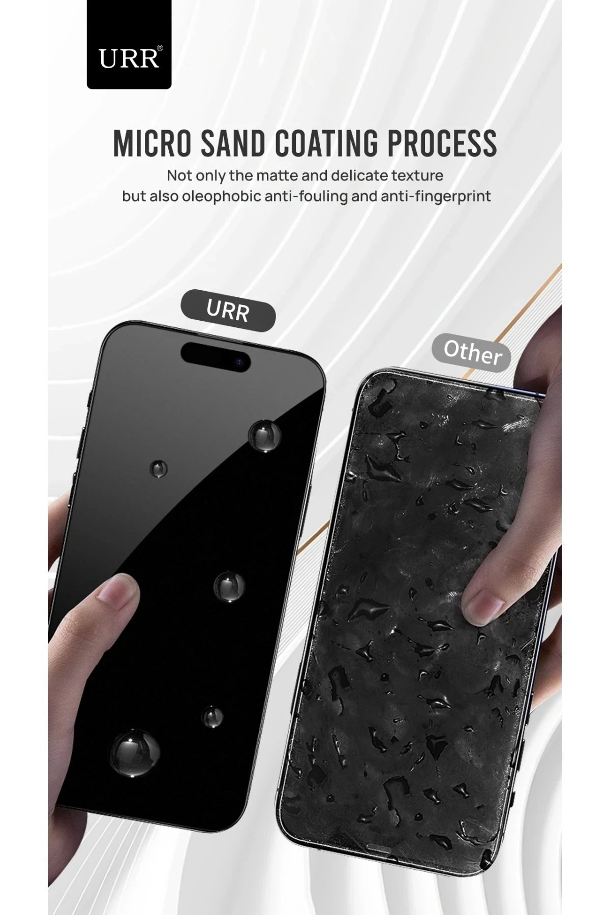 URR Apple iPhone 15 Pro Max Matte Antiglare Cam Ekran Koruyucu - Siyah