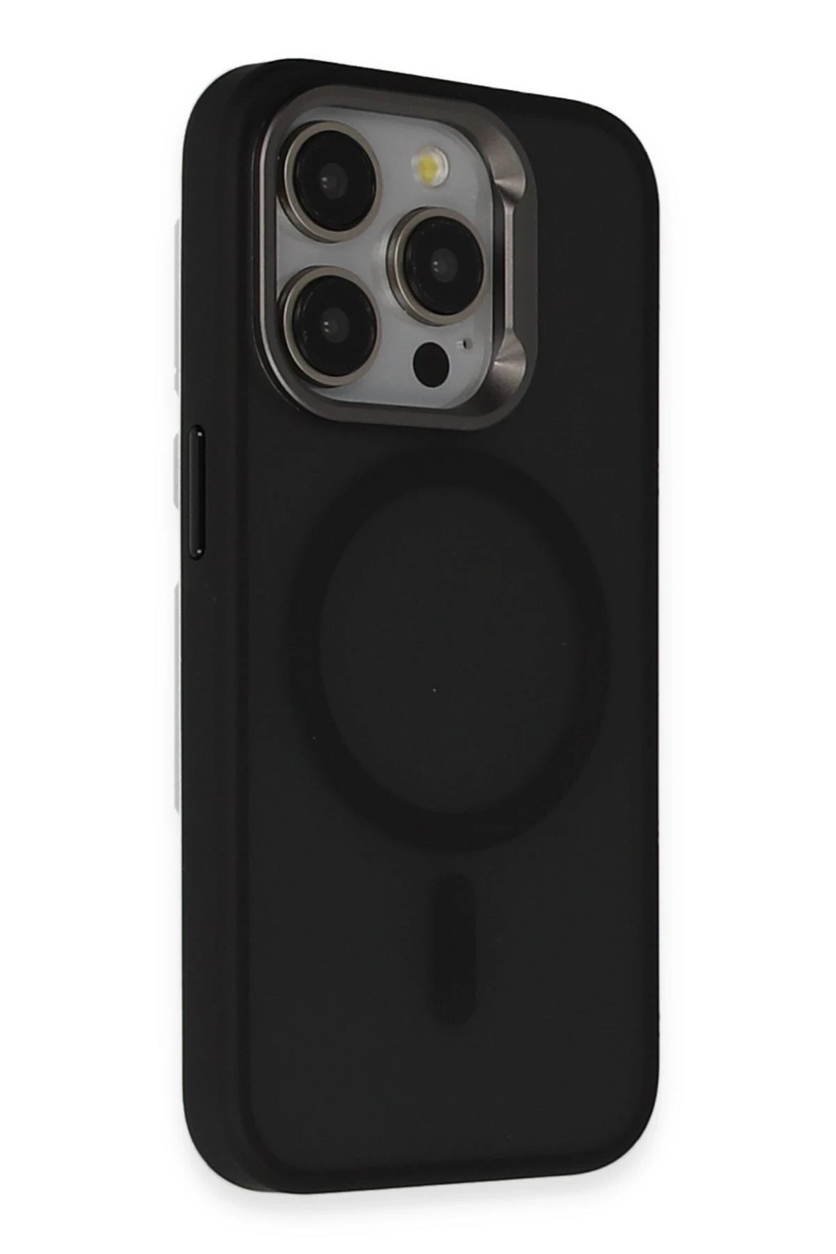 URR Apple iPhone 15 Pro Max Metal Frame Matte Magsafe Kapak - Siyah