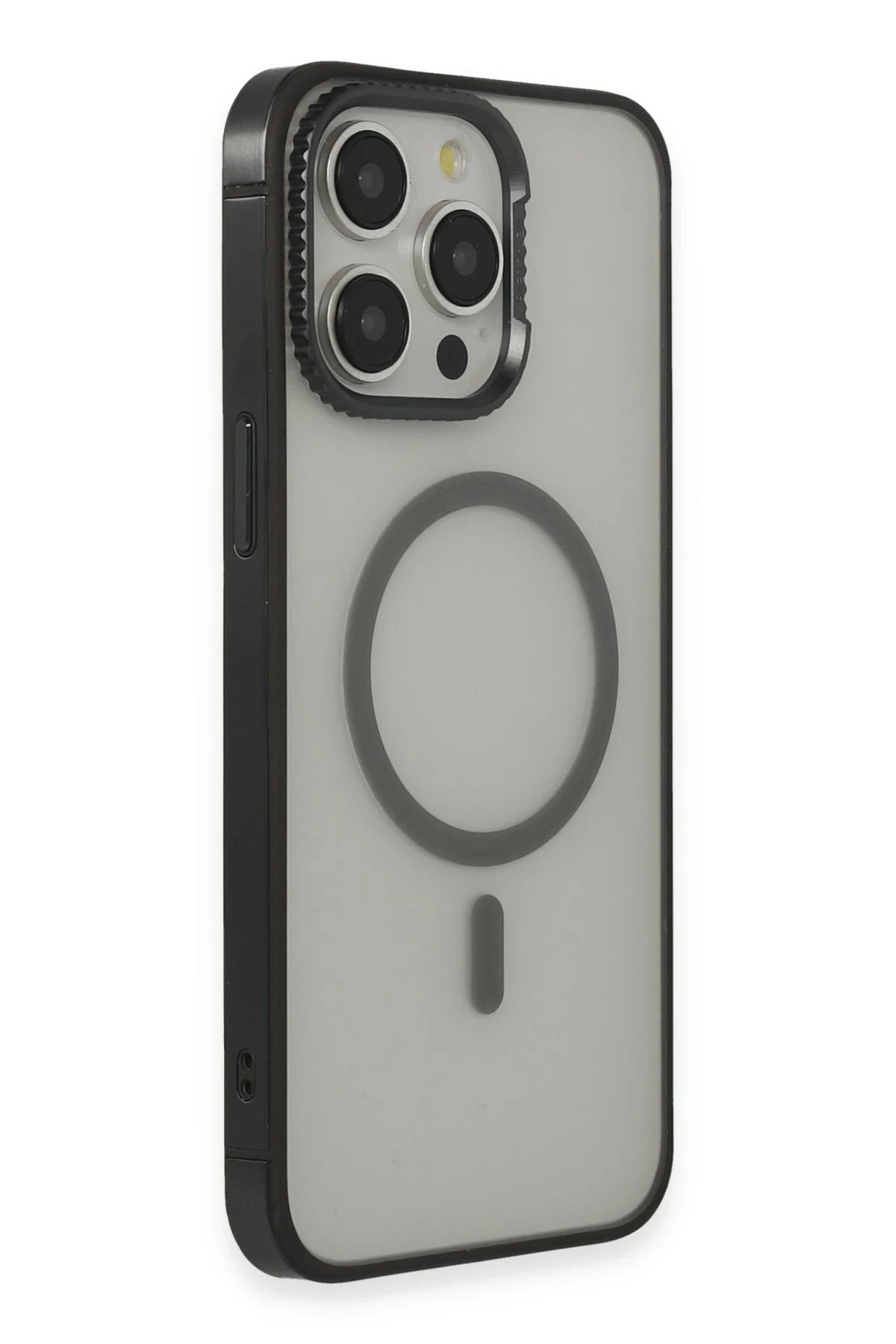URR Apple iPhone 15 Pro Max PVDSS Lens Titanium Edge Magsafe Kapak - Siyah
