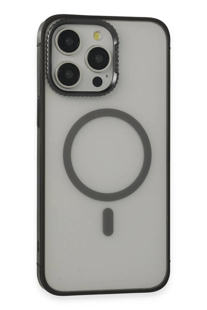URR Apple iPhone 15 Pro Max PVDSS Lens Titanium Edge Magsafe Kapak - Siyah