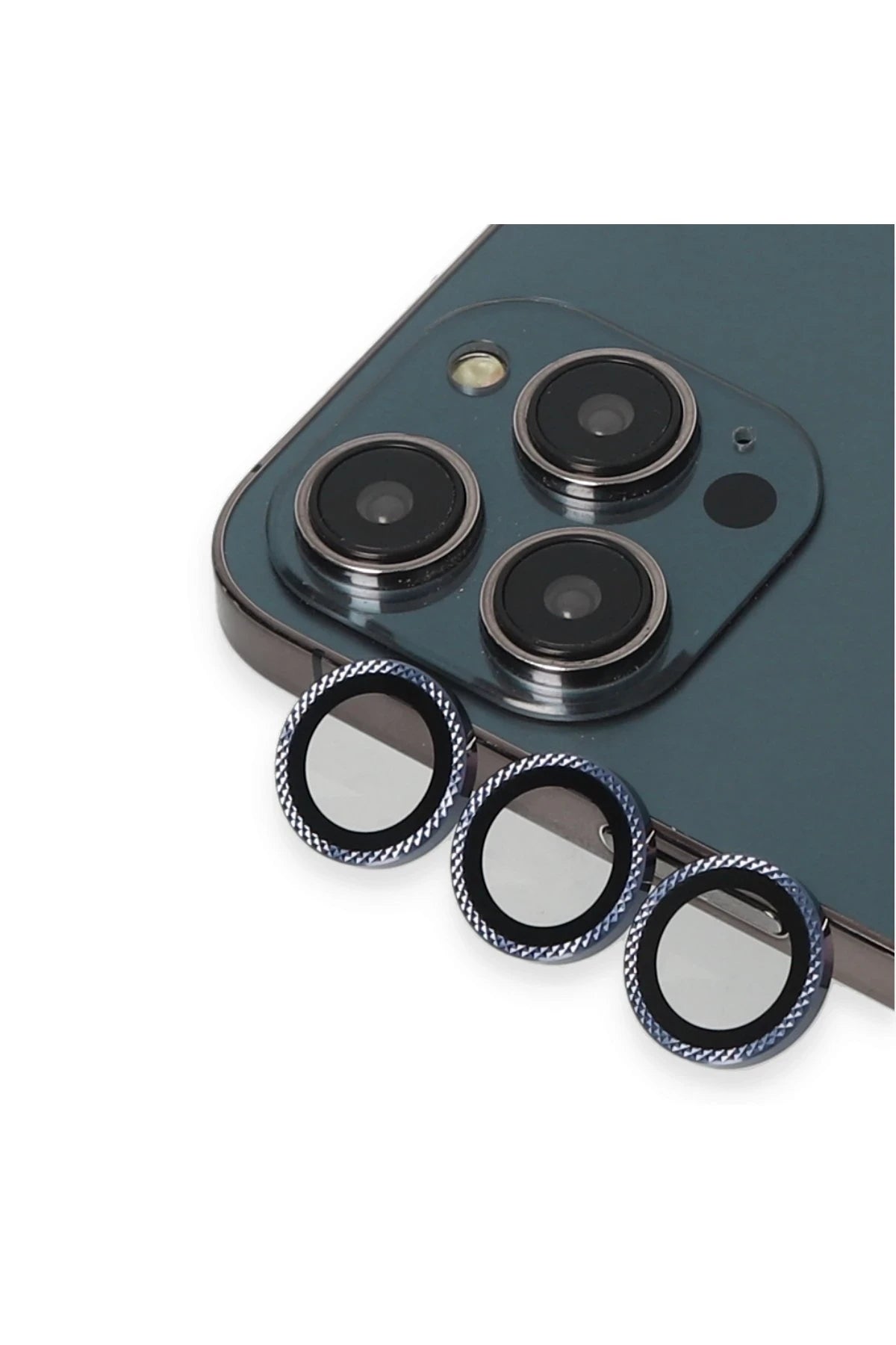 URR Apple iPhone 15 Pro Max Rhomb Snakeskin AR Kamera Lens Koruyucu - Lacivert