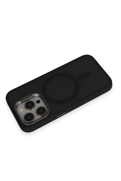 URR Apple iPhone 15 Pro Metal Frame Matte Magsafe Kapak - Siyah