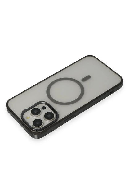 URR Apple iPhone 15 Pro PVDSS Lens Titanium Edge Magsafe Kapak - Siyah