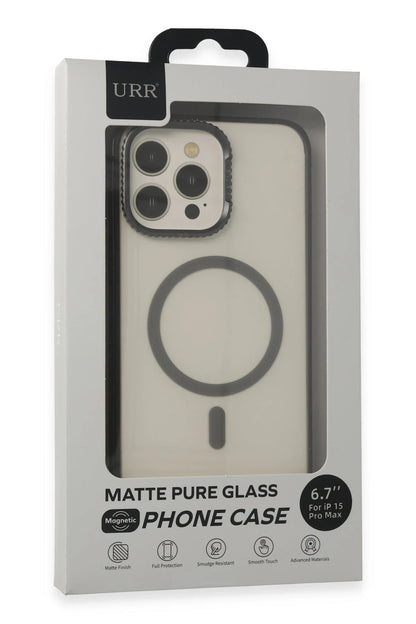URR Apple iPhone 15 Pro PVDSS Lens Titanium Edge Magsafe Kapak - Siyah