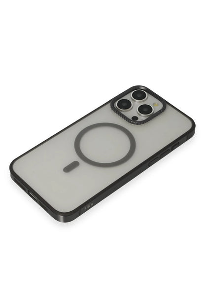 URR Apple iPhone 15 Pro PVDSS Lens Titanium Edge Magsafe Kapak - Siyah