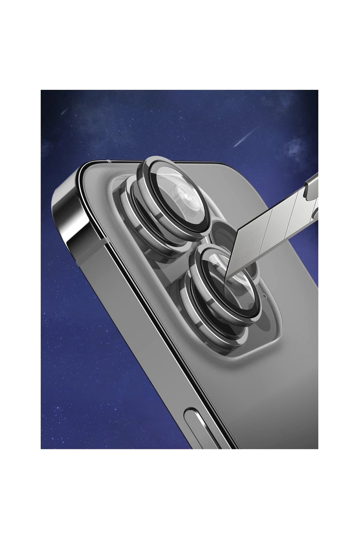 URR Apple iPhone 16 3D PVD Dioxide Kamera Lens Koruyucu - Gümüş