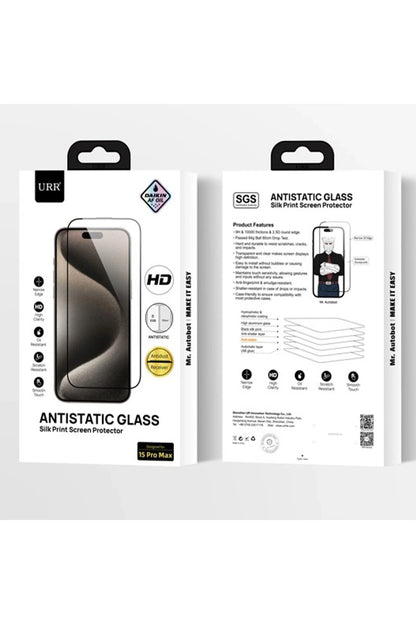 URR Apple iPhone 16 Pro Max 2.5D Antistatik Silkscreen Cam Ekran Koruyucu - Siyah