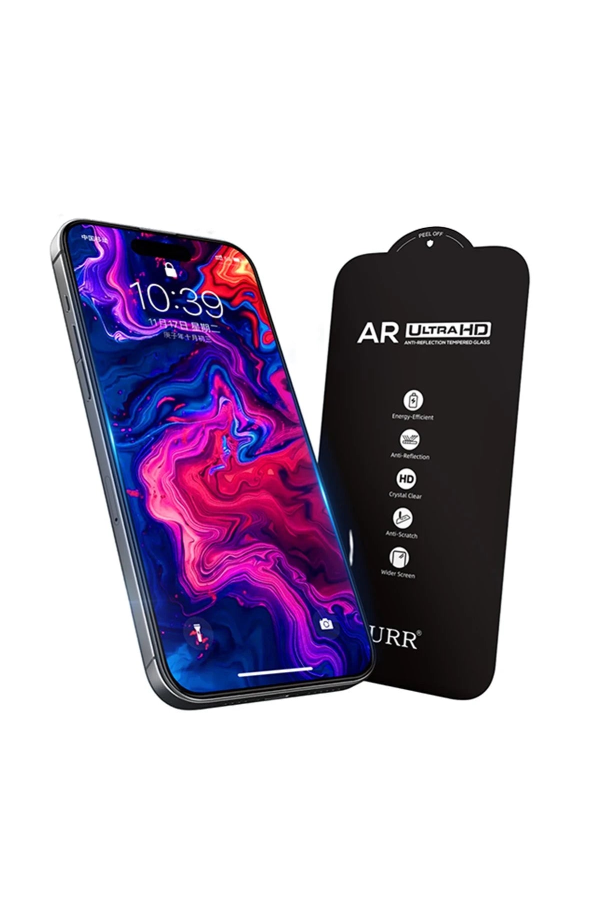 URR Apple iPhone 16 Pro Max 3D Anti Reflection AR Ultra HD Cam Ekran Koruyucu - Siyah
