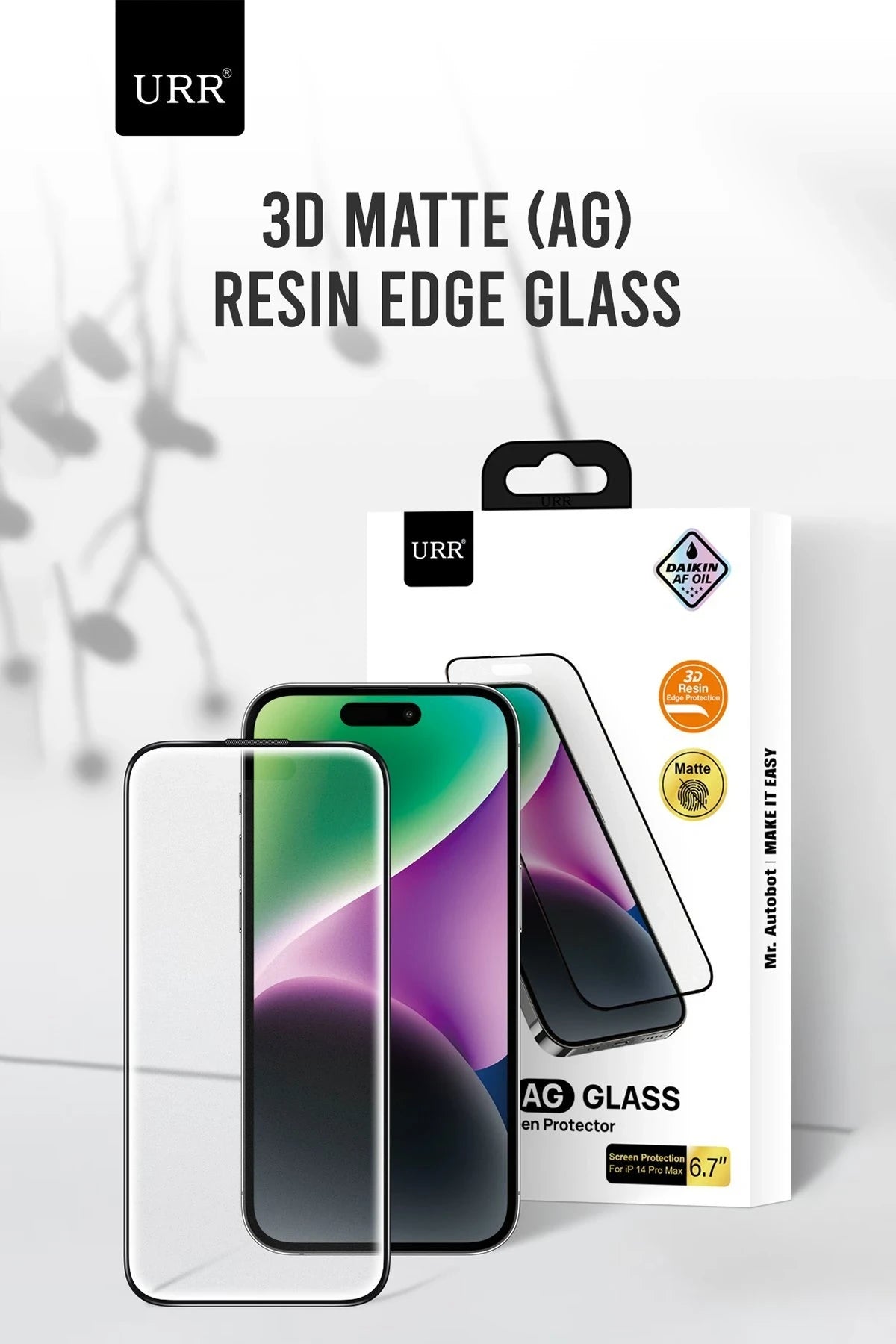URR Apple iPhone 16 Pro Max 3D Matte Antiglare Resin Edge Cam Ekran Koruyucu - Siyah