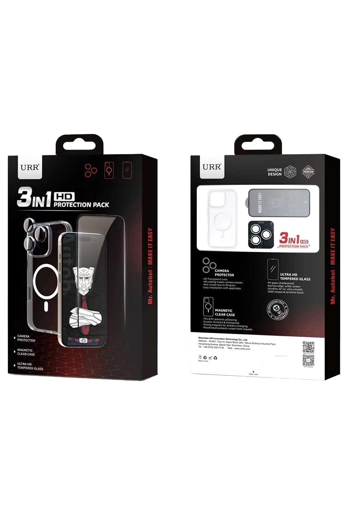 URR Apple iPhone 16 Pro Max Crystal Clear Magsafe 3in1 Ekran Koruyucu ve Kamera Lens Set - Şeffaf