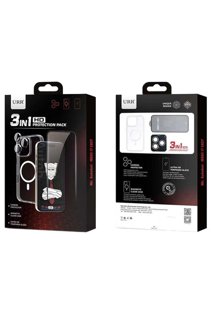 URR Apple iPhone 16 Pro Max Crystal Clear Magsafe 3in1 Ekran Koruyucu ve Kamera Lens Set - Şeffaf
