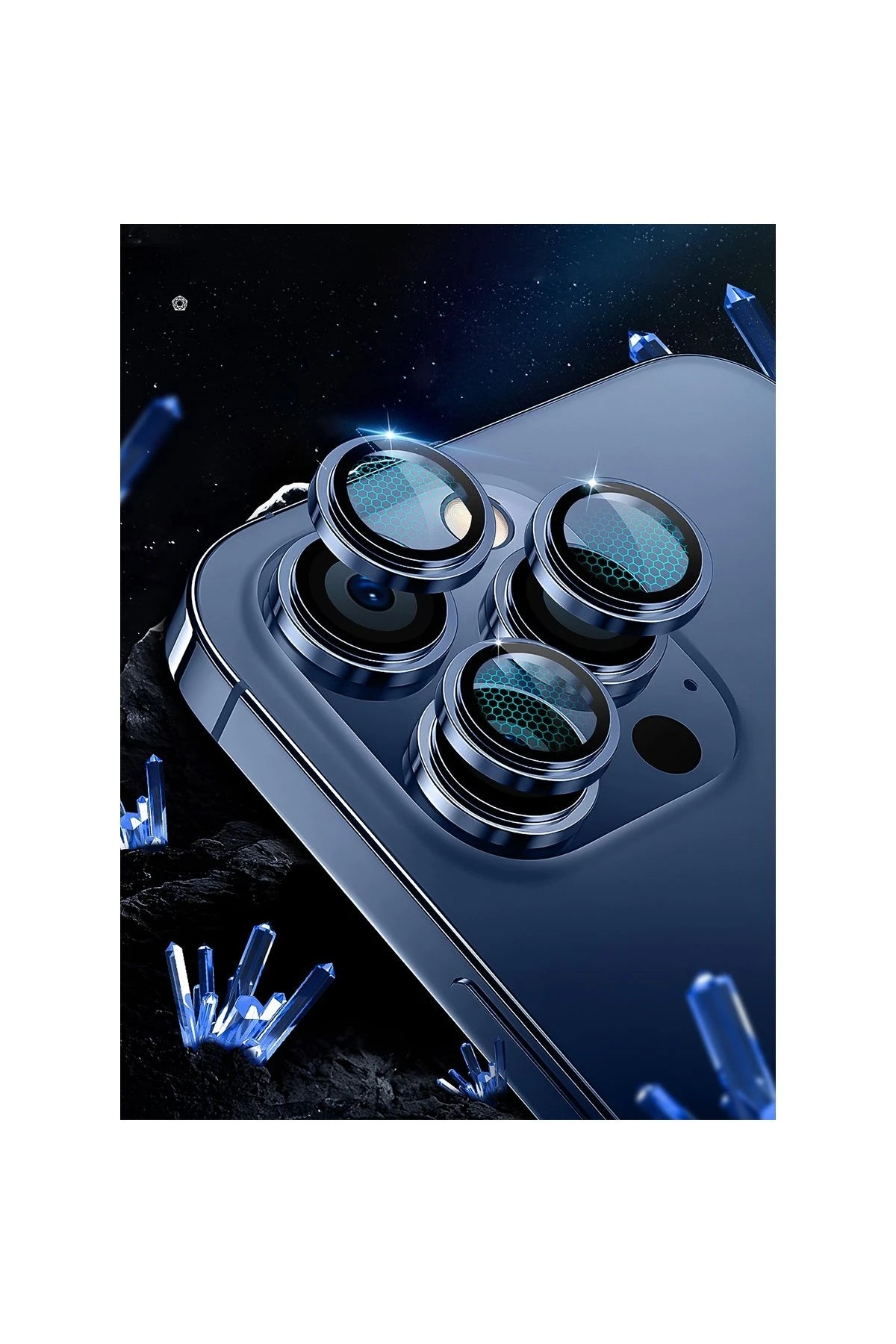 URR Apple iPhone 16 Pro Max Sapphire PVDSS Kamera Lens Koruyucu - Siyah