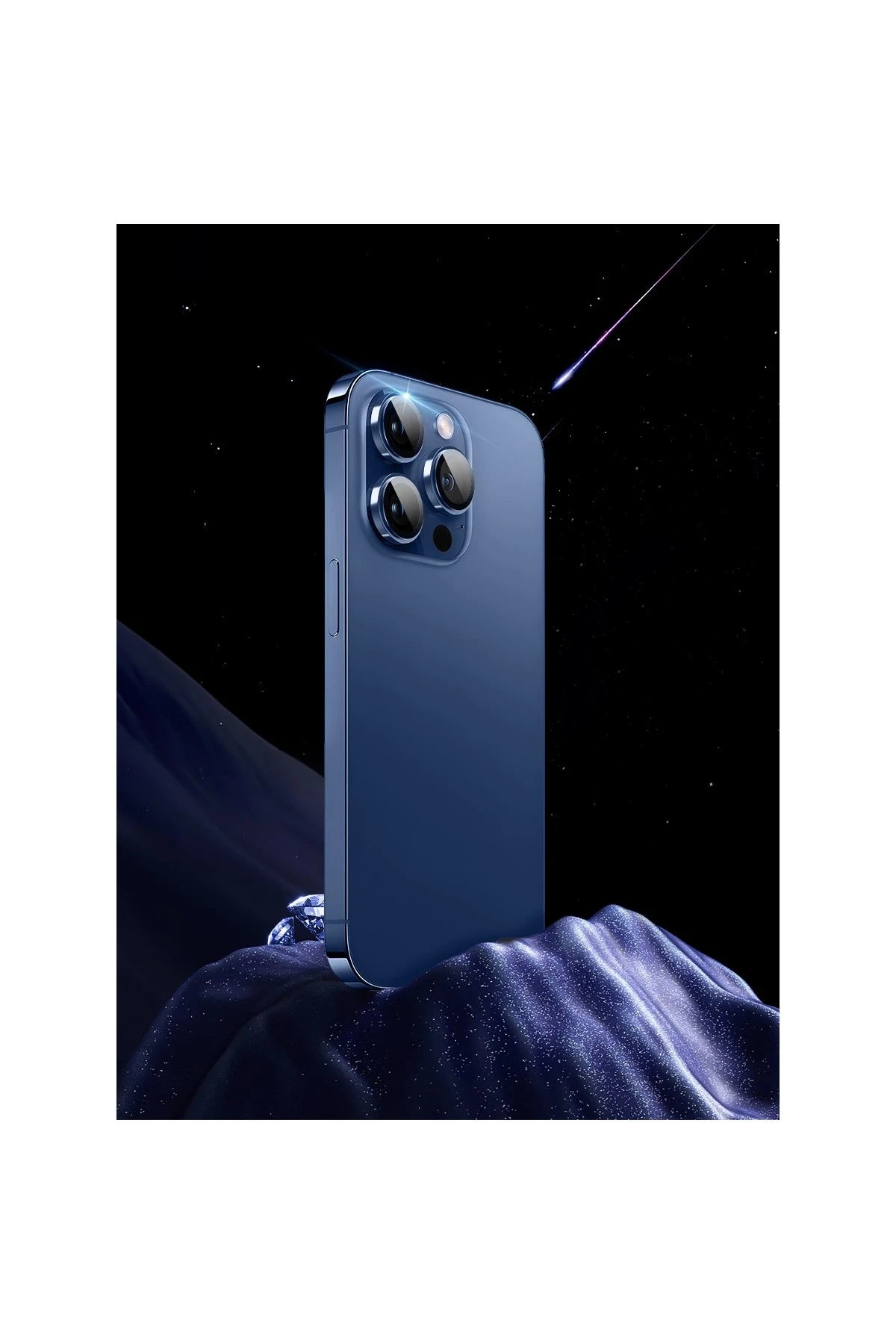 URR Apple iPhone 16 Pro Max Sapphire PVDSS Kamera Lens Koruyucu - Siyah