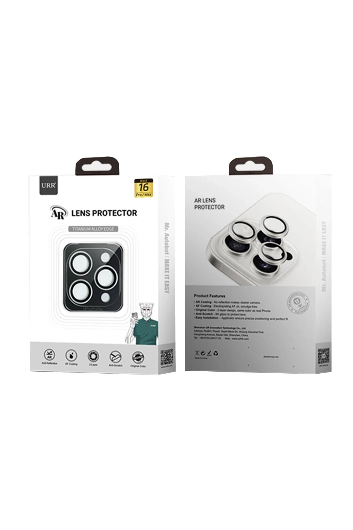 URR Apple iPhone 16 Pro Max Titanium Alloy AR Kamera Lens Koruyucu - Siyah