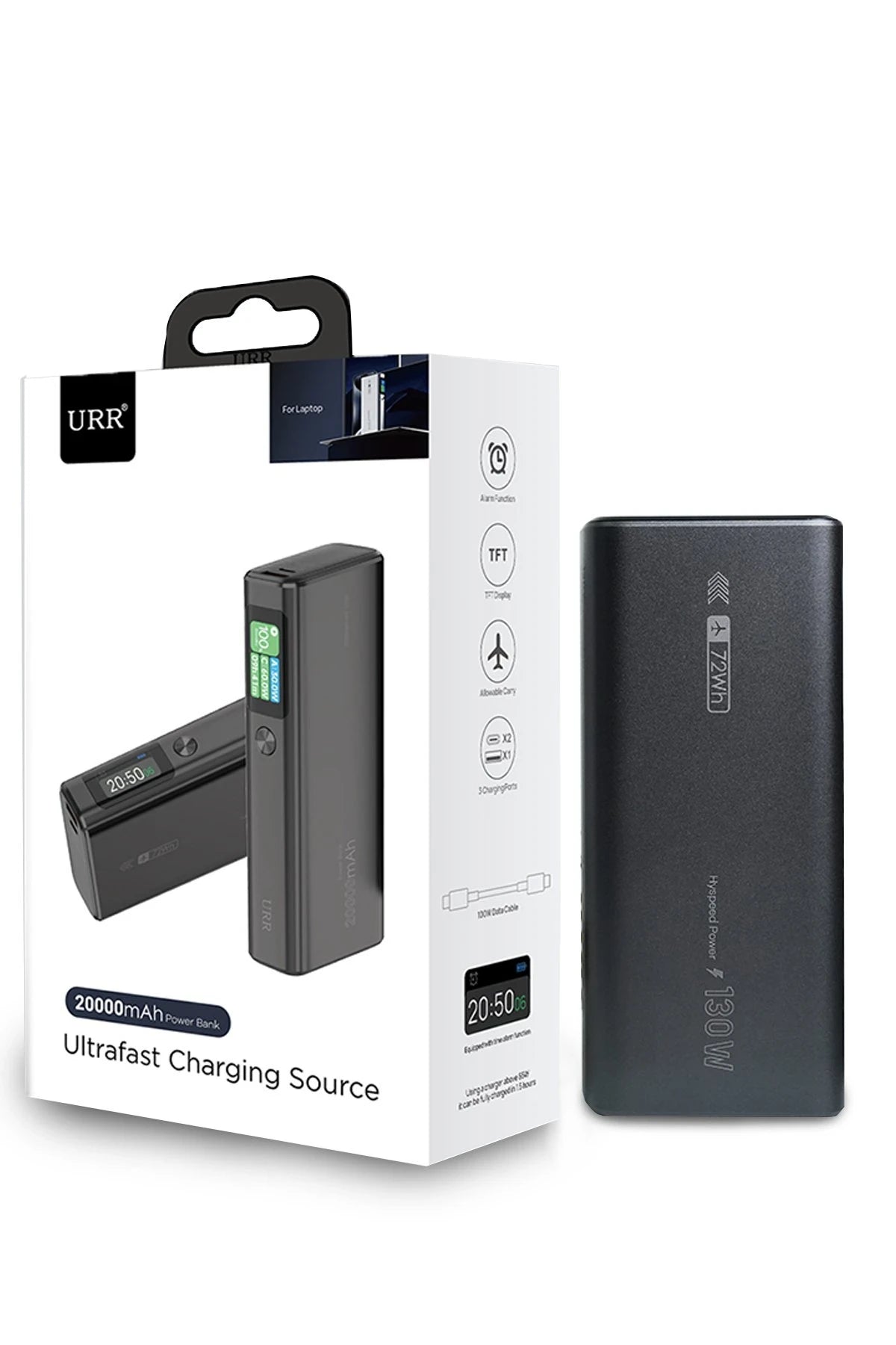 URR Ultrafast Charging Source 130W 20.000 mAh PD Powerbank - Siyah