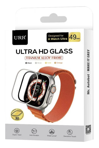 URR Apple Watch Ultra 2 49mm 3D Full Glue 2in1 Saat Cam Ekran Koruyucu - Siyah