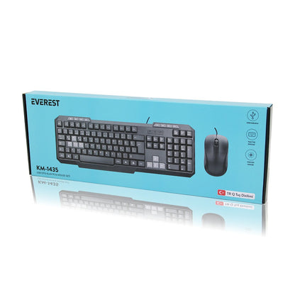 USB KABLOLU KLAVYE - MOUSE SET Q KLAVYE 1200DPI MOUSE KM-1435 (5643)