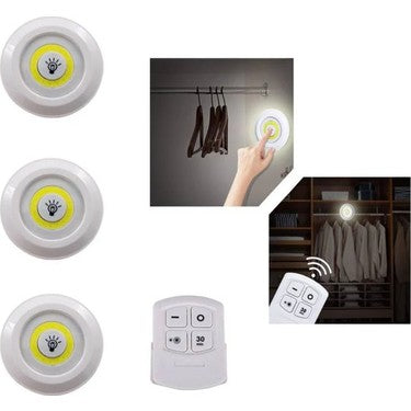 Uzaktan Kumandalı Yapışkanlı 3’lü Led Spot Lamba (5643)