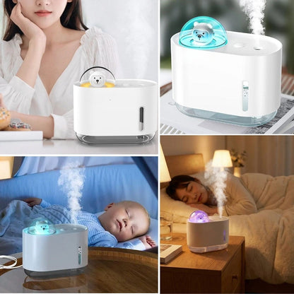 Uzay Ayısı 300 ML USB Hava Nemlendirici – LED Işıklı Masaüstü Buhar Makinesi, Yatak Odası & Çocuk Odası İçin Ortam Nemlendirici (5643)