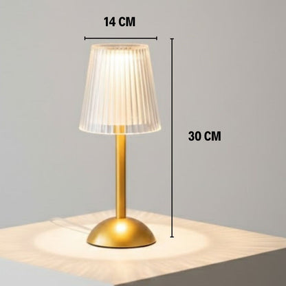 Uzun Klasik Çizgili Model LED Masa Lambası – Dokunmatik, 3 Renk Işık Modlu, Şarjlı Dekoratif Gece Lambası (5643)