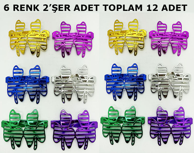 Vegas Casino Kupa Sinek Temalı Parti Gözlüğü 6 Renk 12 Adet (5643)