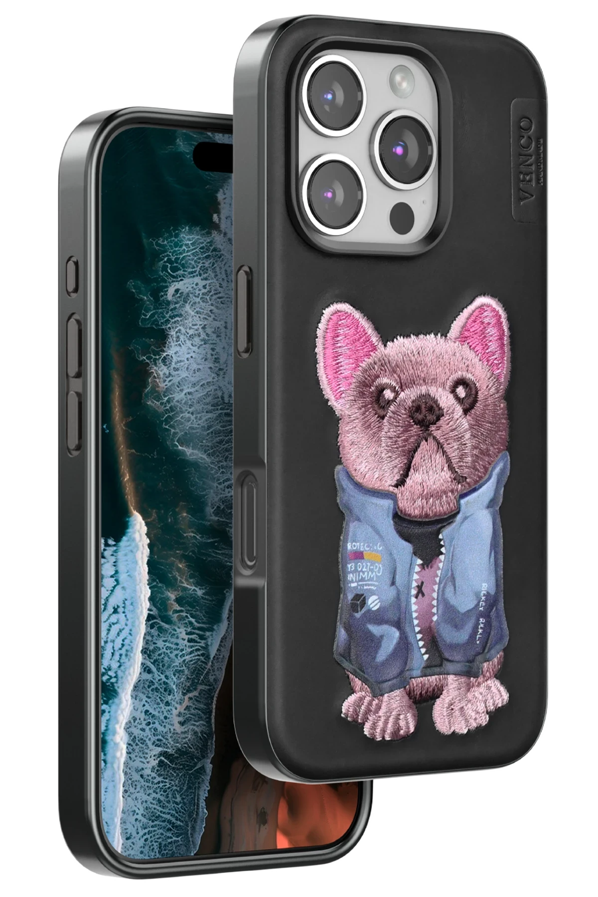 Venco Apple iPhone 16 Pro Cute Desenli Kapak - Siyah
