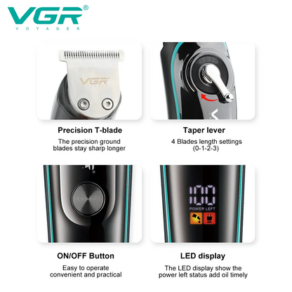 Vgr V-075 T Bıçak Sıfır Kesim Lcd Ekran Şarjlı Tıraş Makinesi