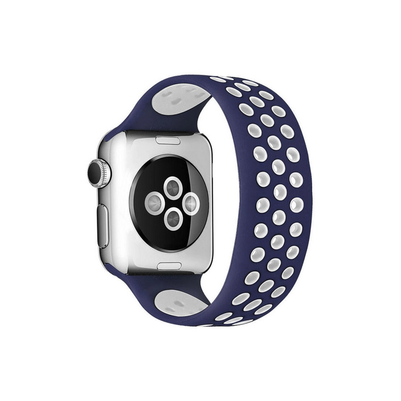 Watch 42mm Ayarlı Delikli Silikon Kordon - Lacivert-beyaz