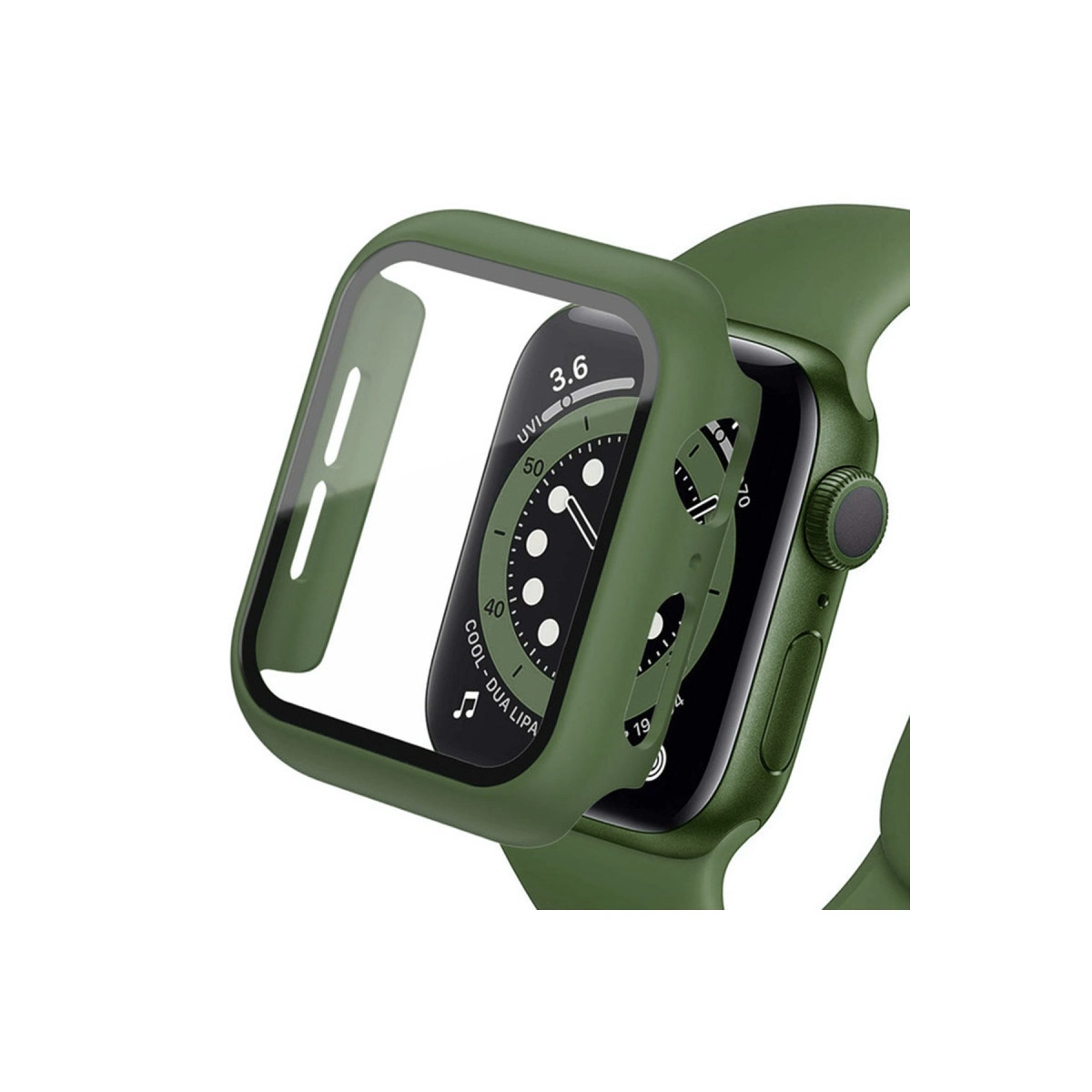Watch 42mm Camlı Kasa Ekran Koruyucu - Koyu Yeşil