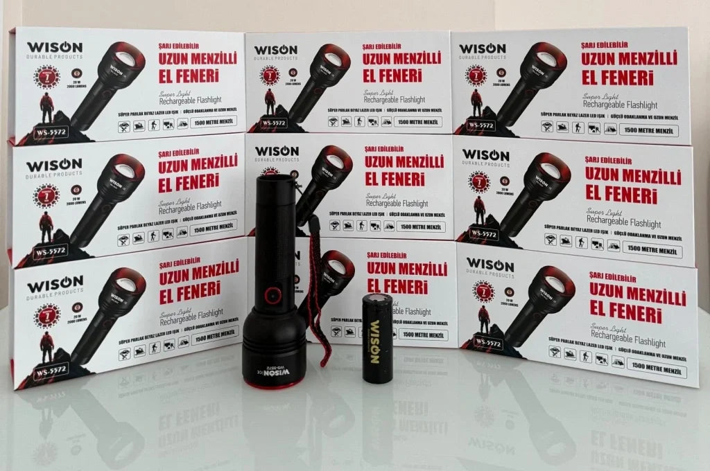 WISON WS-5572 20W Uzun Menzilli Şarjlı Metal El Feneri (5643)