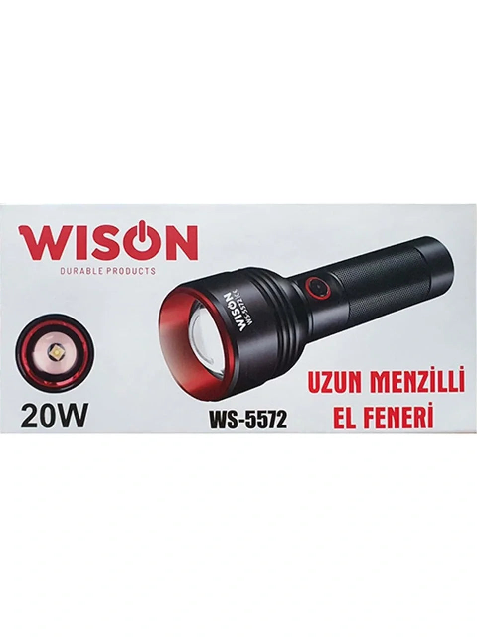 WISON WS-5572 20W Uzun Menzilli Şarjlı Metal El Feneri (5643)