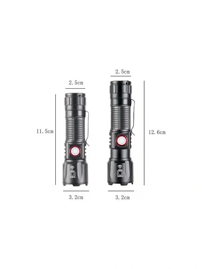 WS-2828 Ultra USB Şarjlı Polis El Feneri, Bekçi, Asker El Feneri Kırmızı Mavi Çakarlı 1000 Lümen (5643)