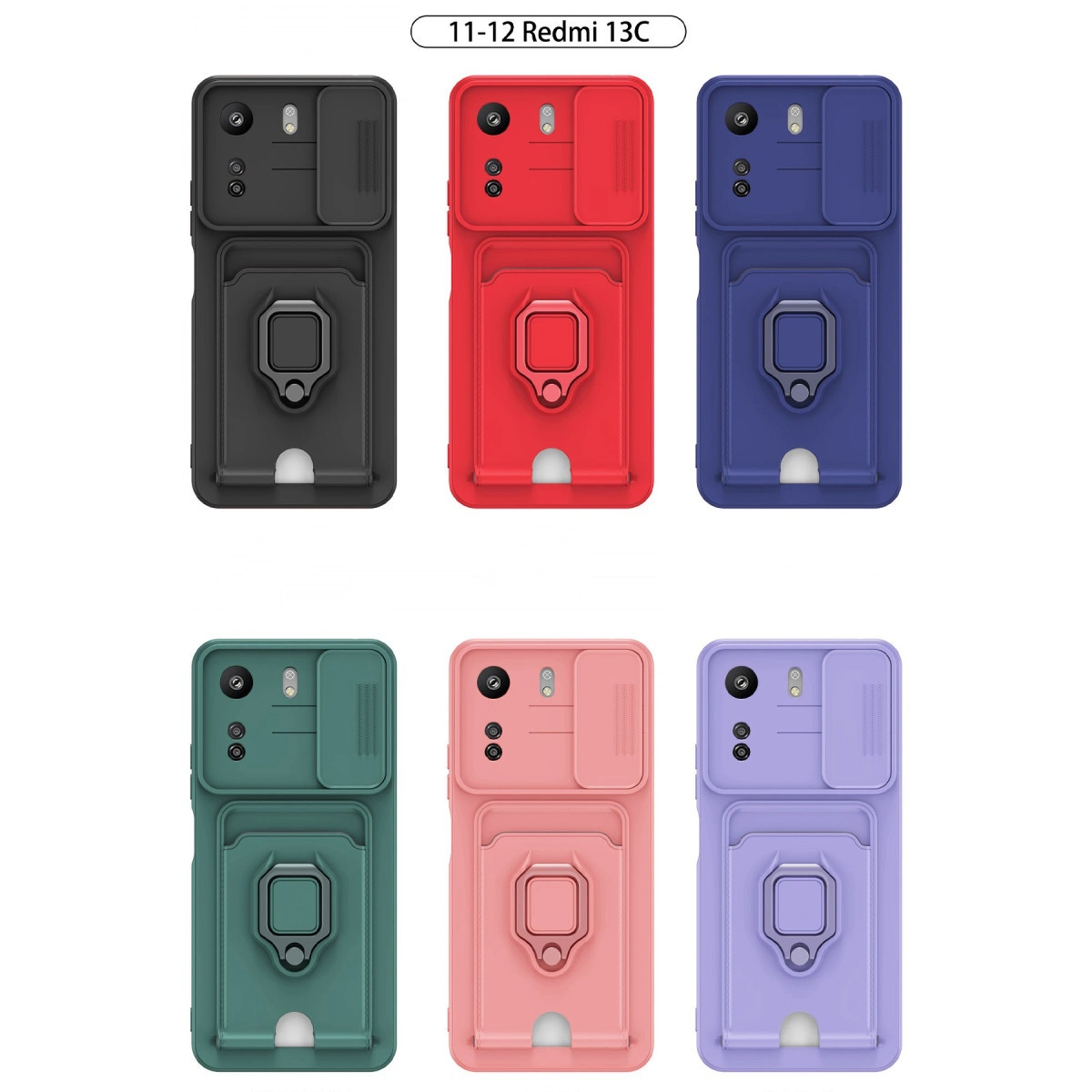 Xiaomi Redmi 13c Kılıf Zuma Kartvizitli Yüzüklü Silikon - Lacivert