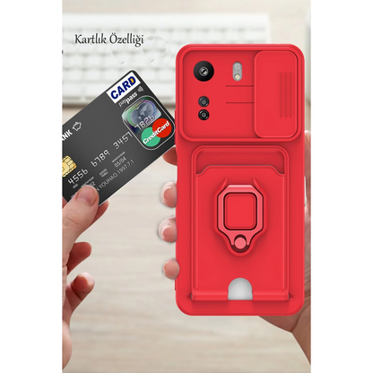 Xiaomi Redmi 13c Kılıf Zuma Kartvizitli Yüzüklü Silikon - Lila
