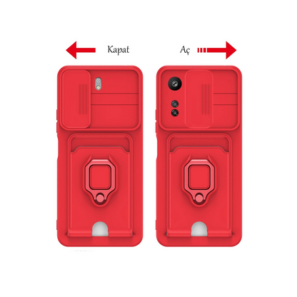 Xiaomi Redmi 13c Kılıf Zuma Kartvizitli Yüzüklü Silikon - Lila