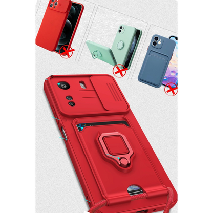 Xiaomi Redmi 13c Kılıf Zuma Kartvizitli Yüzüklü Silikon - Lila