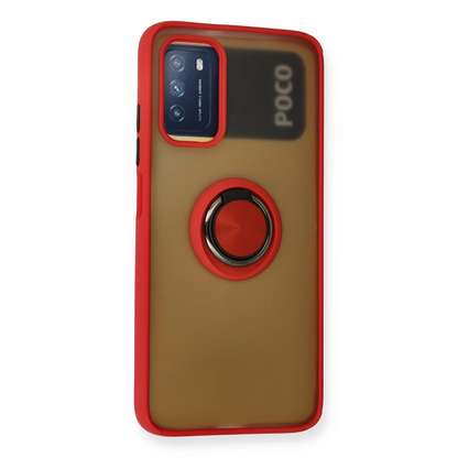 Xiaomi Redmi 9t Kılıf Montreal Yüzüklü Silikon Kapak - Kırmızı