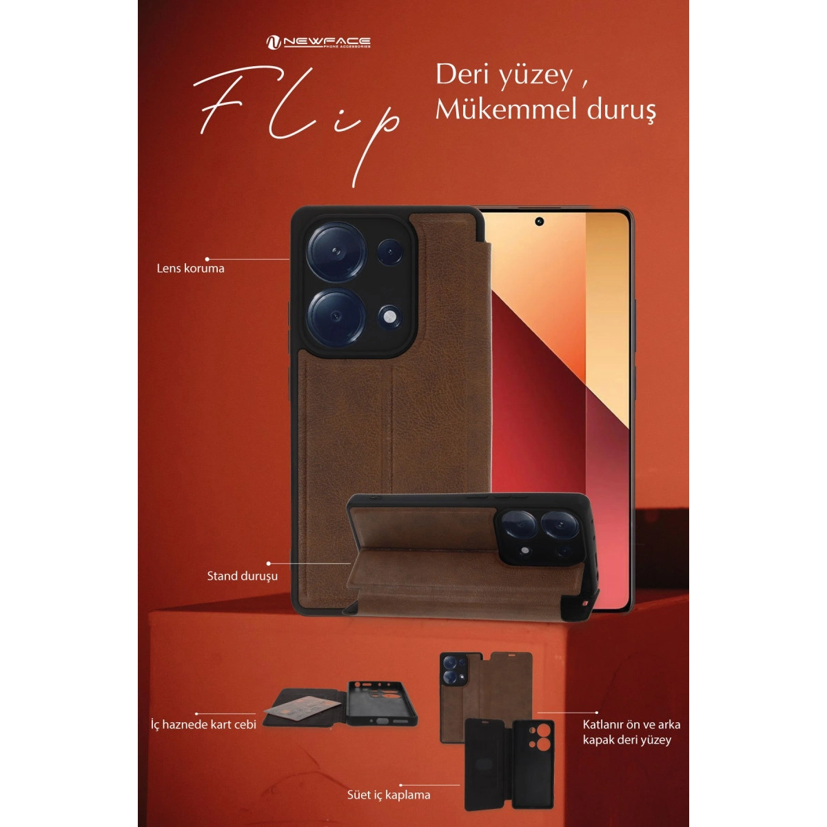 Xiaomi Redmi Note 13 Pro 4g Kılıf Flip Cover - Siyah